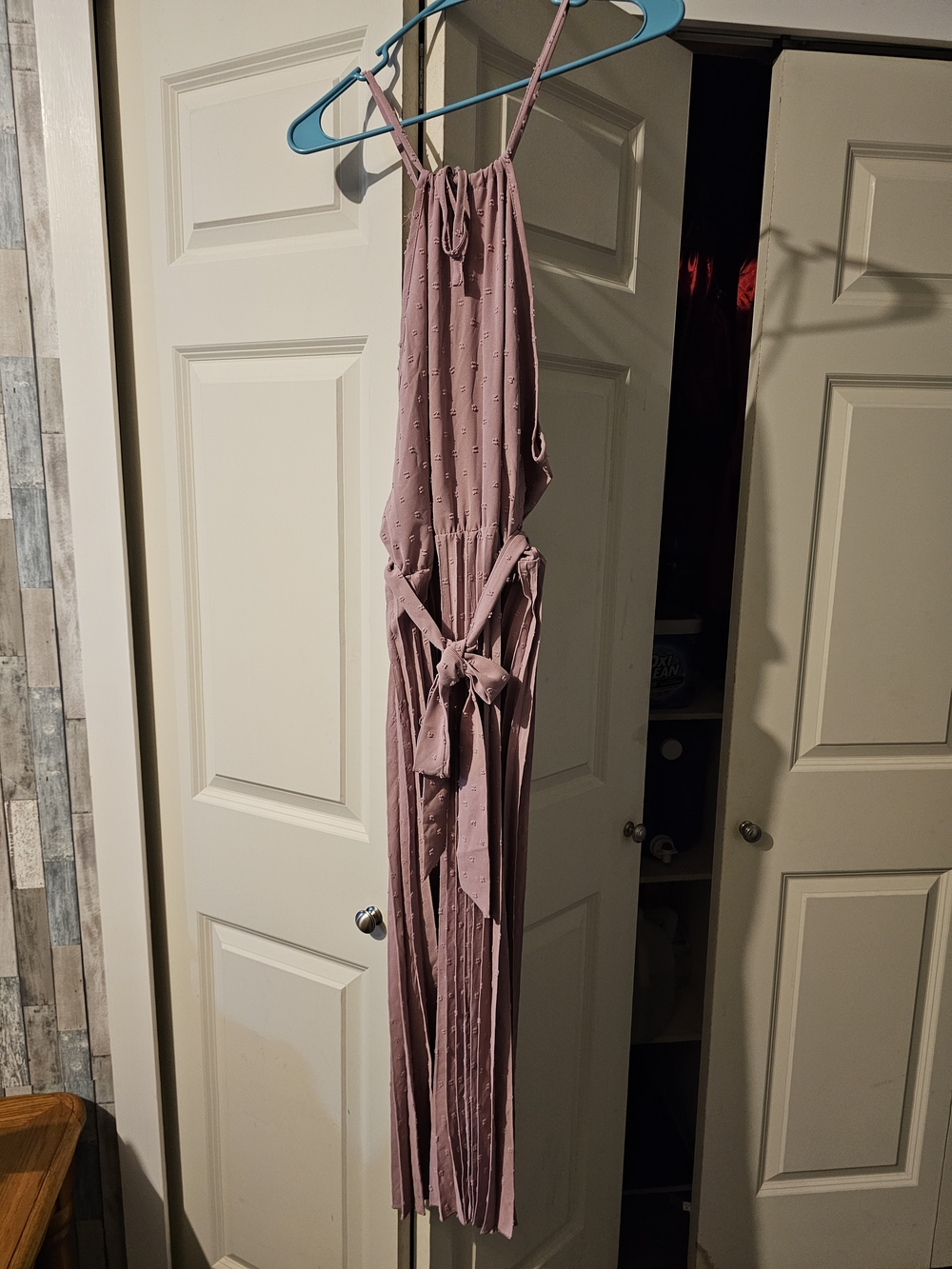 Mauve Pink Sleeveless Tie-Waist Dress. Pleated Skirt Xxl
